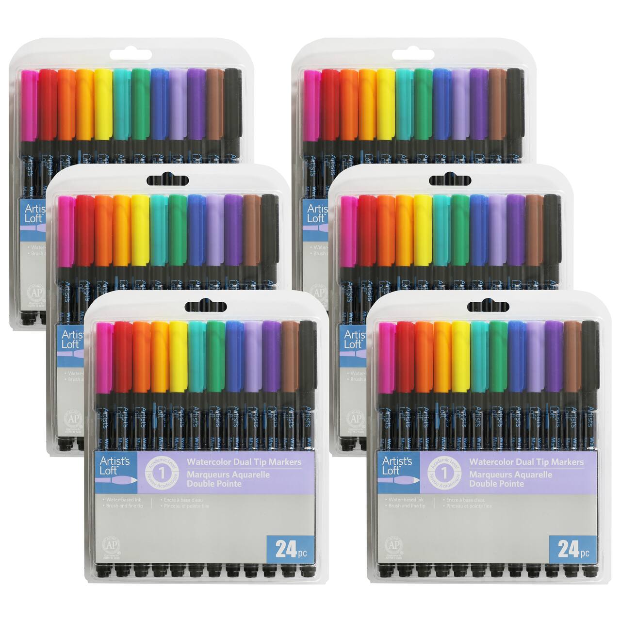 6 Packs: 24 ct. (144 total) Watercolor Dual-Tip Markers by Artist's Loft™